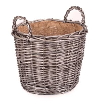 Suffolk Round Lined 32cm Wicker Log Kindling Basket