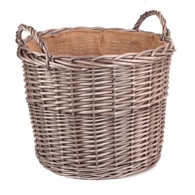 Suffolk Round Lined 38cm Wicker Log Basket