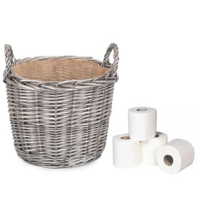 Suffolk Round Wicker Bathroom & Toilet Roll Basket
