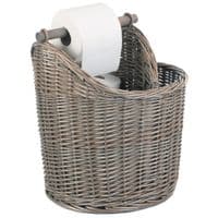 Suffolk Round Wicker Toilet Roll Holder & Magazine / Book Basket