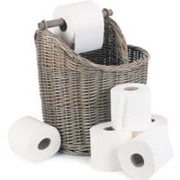 Suffolk Round Wicker Toilet Roll Holder & Magazine / Book Basket