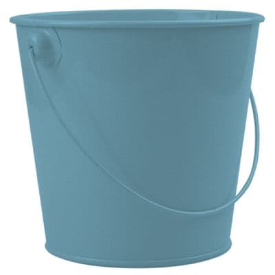 Teal 13cm  Metal Bucket Plant Pot