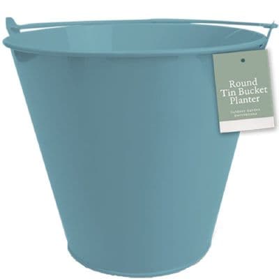 Teal 15cm  Metal Bucket Plant Pot