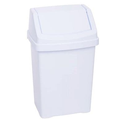 White 8L Bathroom Sink Swing Lid Bin