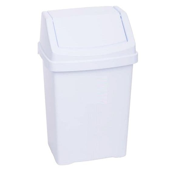 White 8L Bathroom Sink Swing Lid Bin