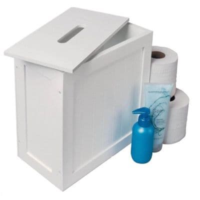 White Wooden Bathroom Toilet Loo Roll & Cleaning Storage Box