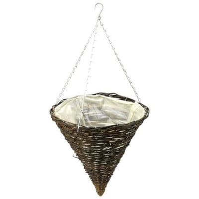 Willow Wicker Hanging Cone Basket 35cm