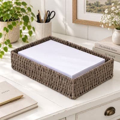 Willowdale A4 Grey Rope Wicker Letter & Paper Tray Basket