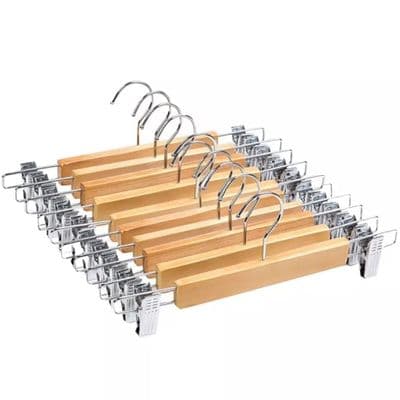 Wooden Trouser & Skirt Clip Hangers 10 Pack