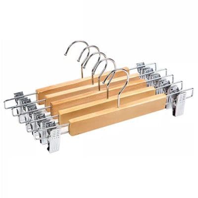 Wooden Trouser & Skirt Clip Hangers 5 Pack