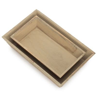 Woodvale Twin  Pack 28cm & 33cm Wooden Gift Trays