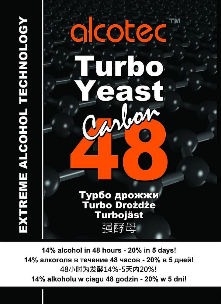 Alcotec 48 Carbon Turbo Yeast (NEW, contains activated carbon for purity)