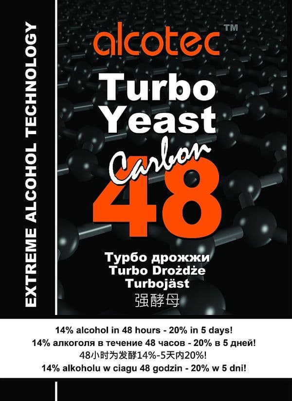 Alcotec 48 Carbon Turbo Yeast (NEW, contains activated carbon for purity)