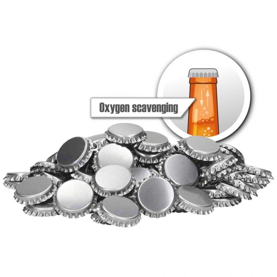 Crown Caps (100 pack) Oxygen Scavenging Silver