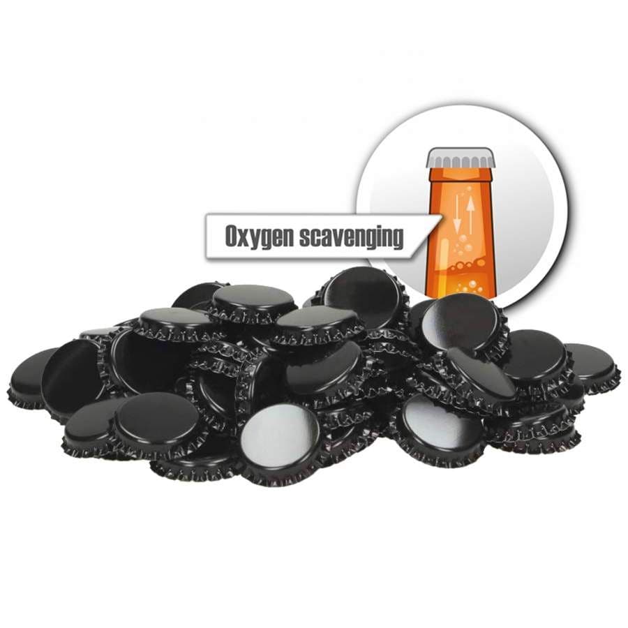 Crown Caps Oxygen Scavenging (100 pack) Black