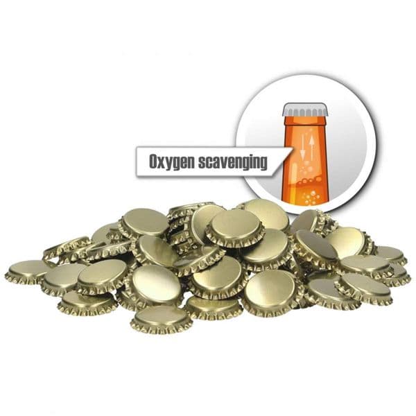 Crown Caps Oxygen Scavenging (100 pack) Gold