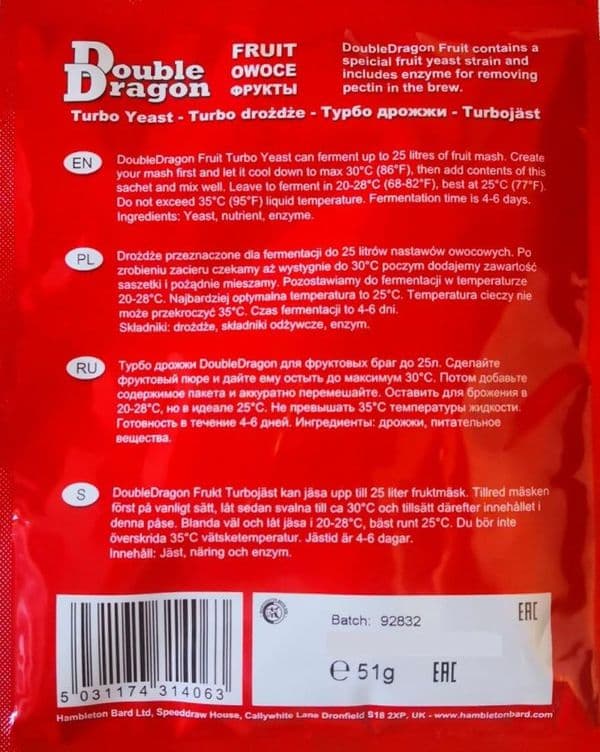 DoubleDragon Fruit Turbo Yeast with Enzyme