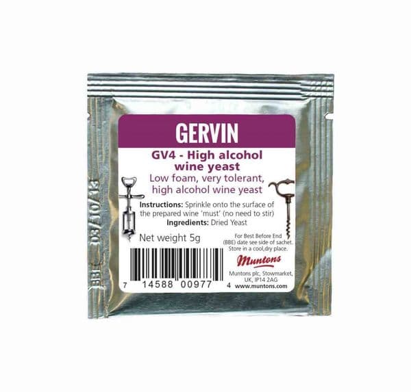 Gervin GV4 Purple Label High Alcohol Wine Yeast (5 grams)