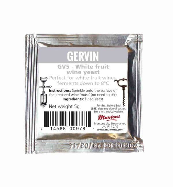 Gervin GV5 Grey Label  White Fruit Wine Yeast 8¡C (5 grams)