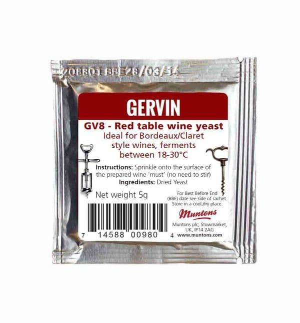 Gervin GV8 Burgundy Label Red Table Wine Yeast (5 grams)