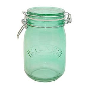 Kilner Round Clip Top Green Jar 1 Litre