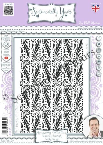 Accessory Collection - Beaded Flourish A6 Background Stamp