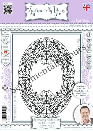 Accessory Collection - Beaded Flourish Layered Ovals A6 Stamp Set