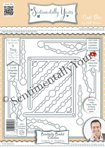 Beautifully Beaded Corners & Droplets A6 Die Set