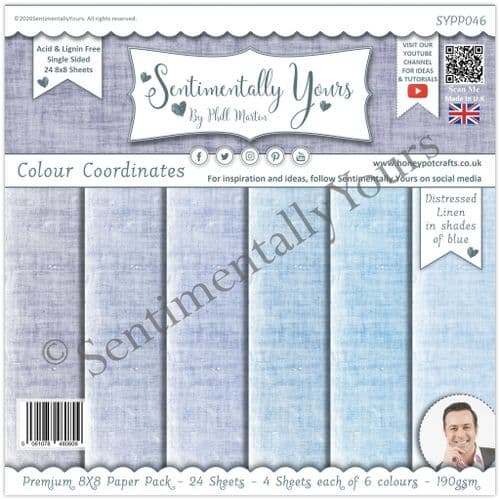 Colour Coordinates 8x8 Paper Pack Blue Tones - LINEN Blue
