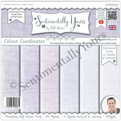 Colour Coordinates 8x8 Paper Pack Lavender Tones - LINEN Lavender