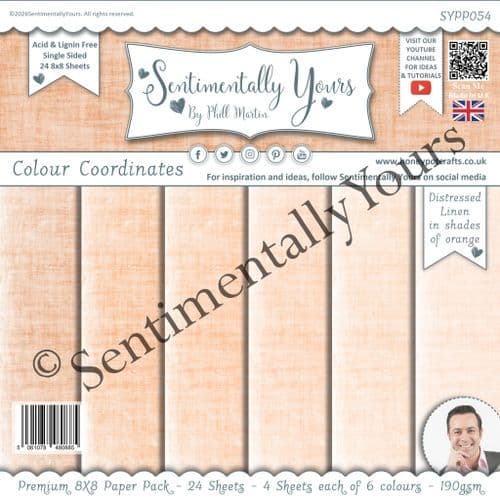 Colour Coordinates 8x8 Paper Pack Orange Tones - LINEN Orange