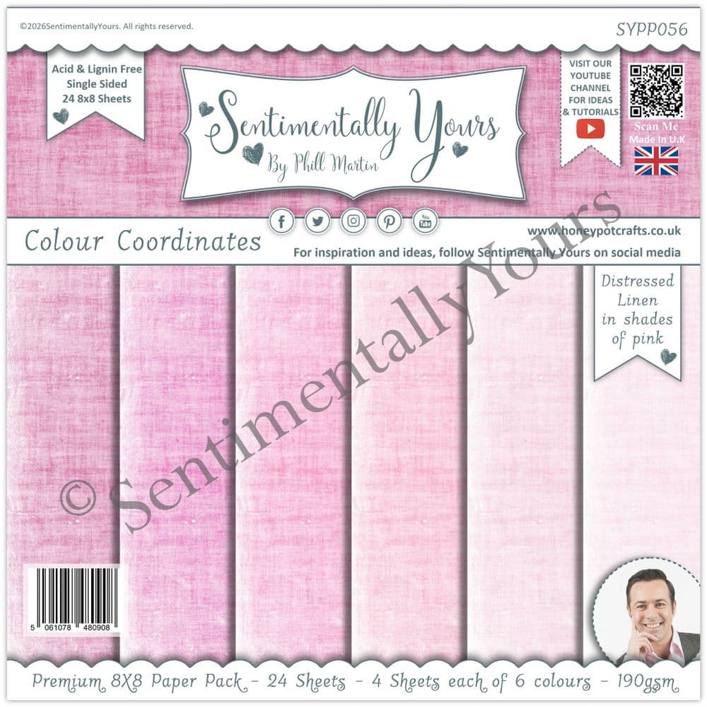 Colour Coordinates 8x8 Paper Pack Pink Tones - LINEN Pink