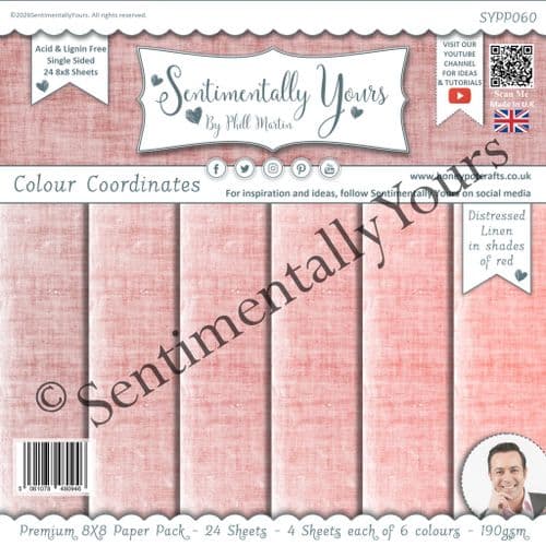 Colour Coordinates 8x8 Paper Pack Red Tones - LINEN Red