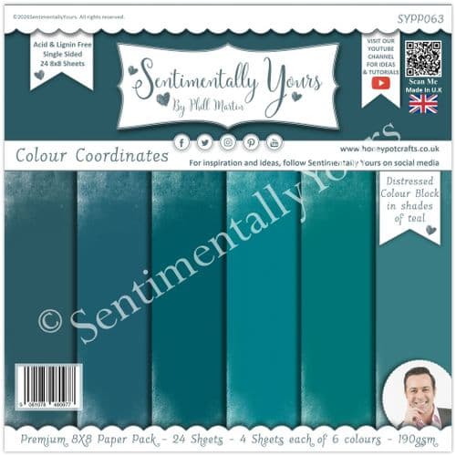 Colour Coordinates 8x8 Paper Pack Teal Tones - BLOCK  Teal