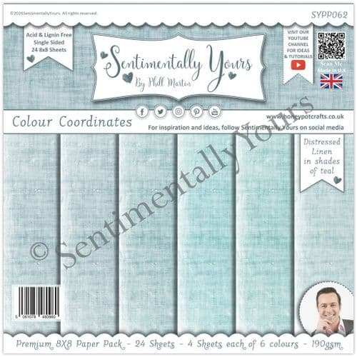 Colour Coordinates 8x8 Paper Pack Teal Tones - LINEN Teal