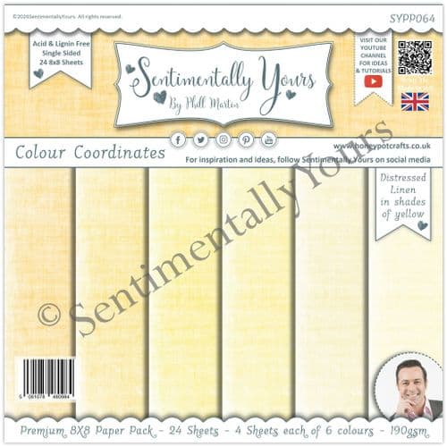 Colour Coordinates 8x8 Paper Pack Yellow Tones - LINEN Yellow