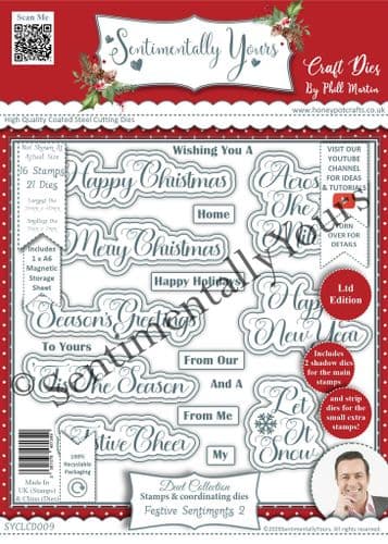Duets Collection Festive Sentiments 2 A5 Stamp/Die Set Ltd Edition