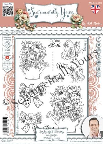 Enchanted Blooms Wonderful Watering Cans A5 Stamp