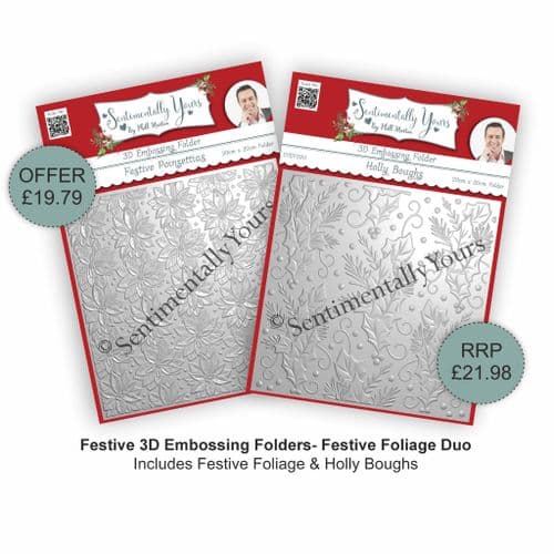 Festive 3D 8x8 Embossing Folders Duo - Festive Foliage