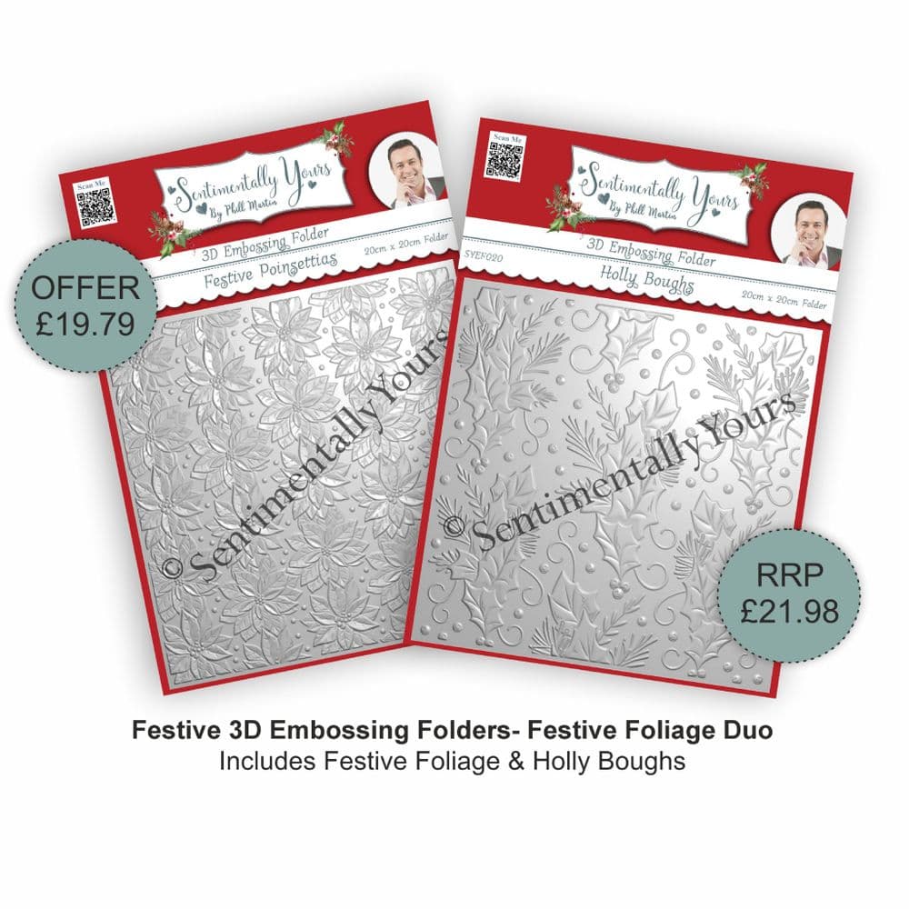 8 Emboss Festive 3D 8x8 Embossing Folders Duo - Festive Foliage