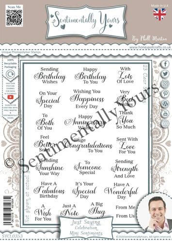 Just Saying Celebration Mini Sentiments A6 Stamp Set