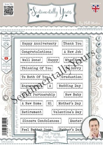 Just Saying Mini Ticket Tapetasic A6 Stamp Set - Occasionals
