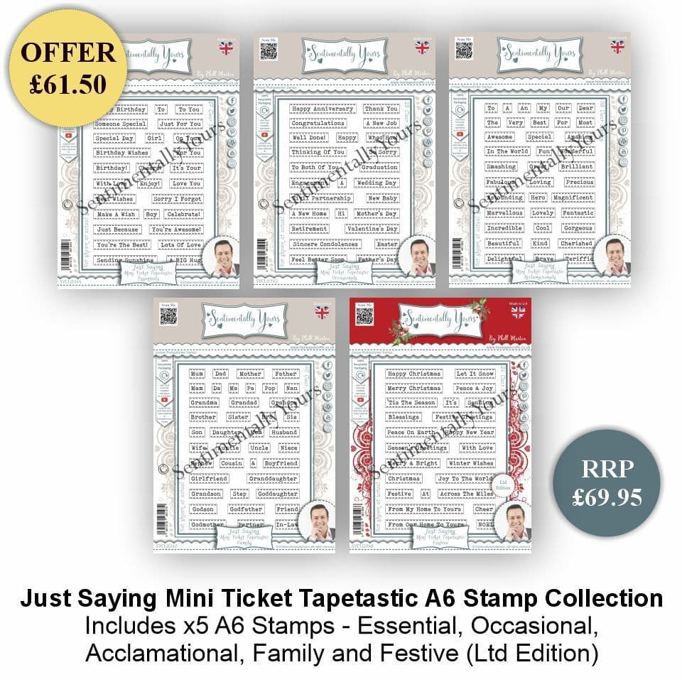 Just Saying Mini Ticket Tapetastic A6 Stamp Complete Bundle