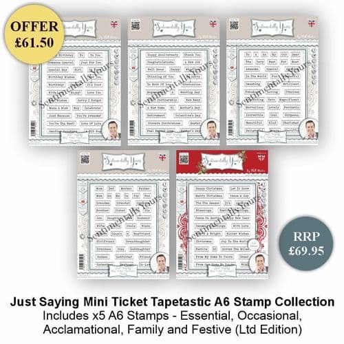 Just Saying Mini Ticket Tapetastic A6 Stamp Complete Bundle