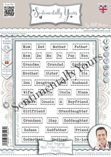 Just Saying Mini Ticket Tapetastic A6 Stamp Set - Family
