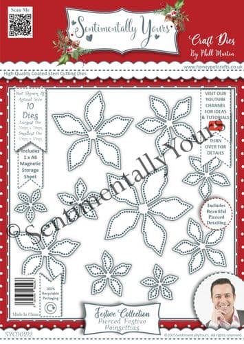 Pierced Festive Poinsettias - A6 Die Set