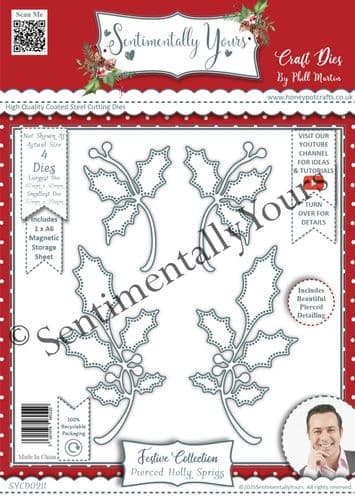Pierced Holly Sprigs - A6 Die Set