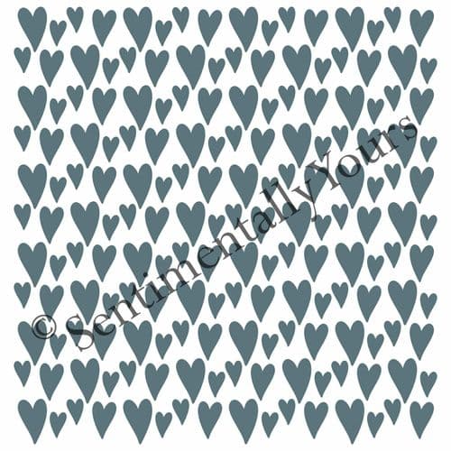 Scattered Hearts 6x6 Stencil