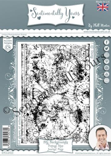 Vintage Map Journal Page Big Background Stamp