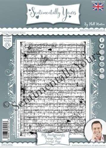 Vintage Music Journal Page BIG Background Stamp